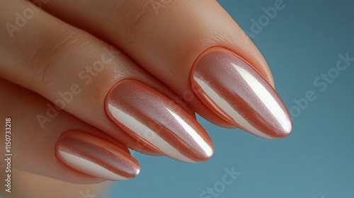 Nail art with glossy pink finish under vibrant lighting