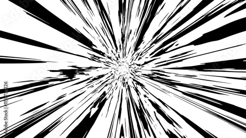 Speed burst background. Manga comic effect. Black speed lines on white background.Speed rays comic manga impact.