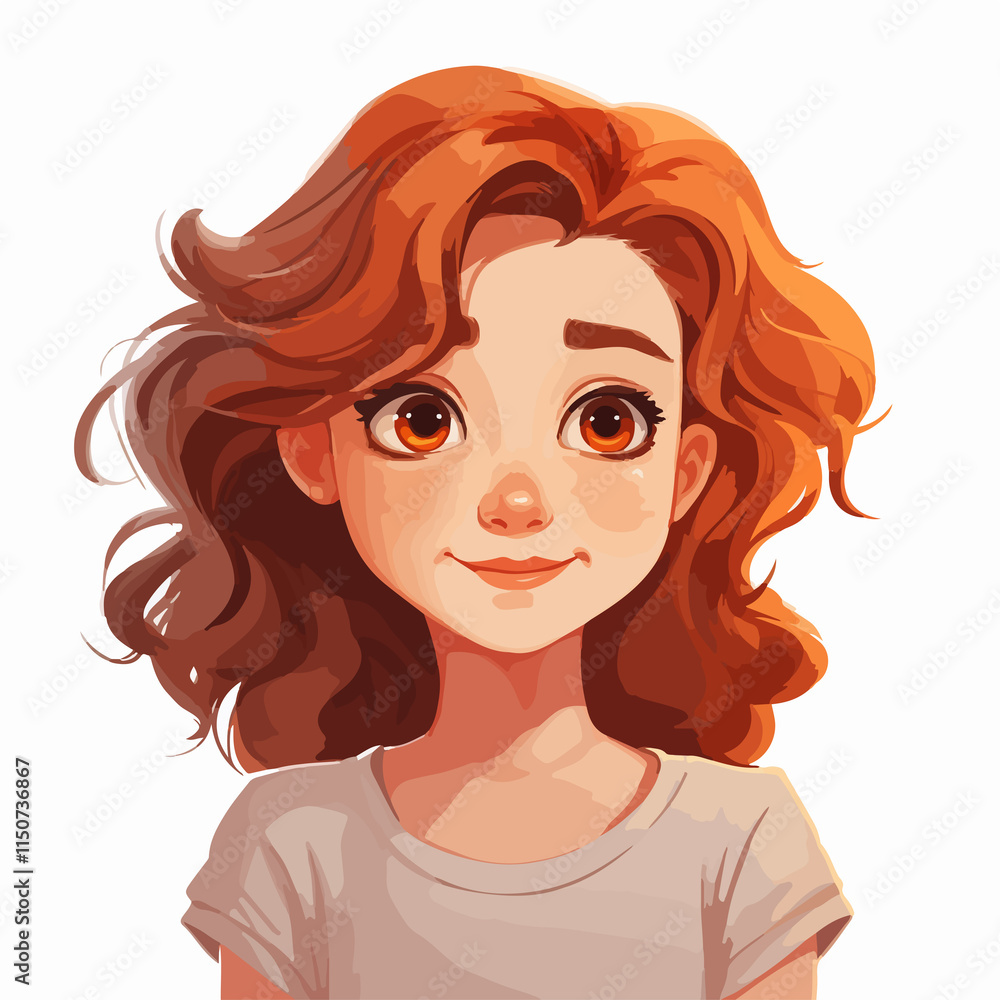 Cute young girl character illustration for various projects