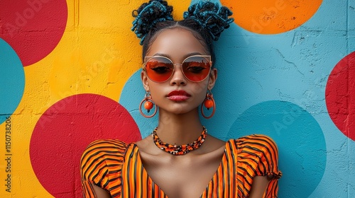 Vibrant Fashion Portrait with Bold Colors and Stylish Accessories