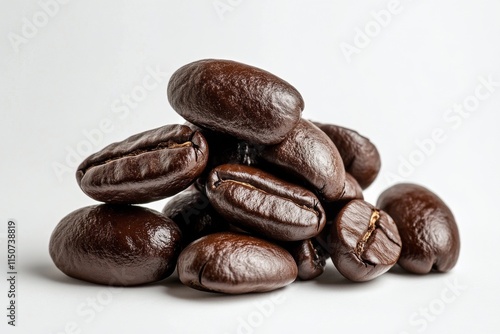 Coffee beans stacked in an artistic arrangement for a creative display