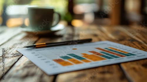 Stock market analysis on a tablet with financial data and coins