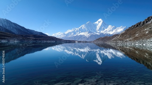 Wallpaper Mural Crystal clear waters mirror snow-capped peaks, creating a breathtaking vista of nature's tranquility during a bright, sunny day Torontodigital.ca