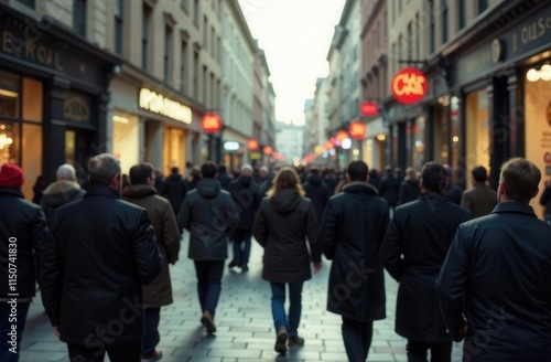 Wallpaper Mural A crowd of people in black clothes walks down the street. Torontodigital.ca