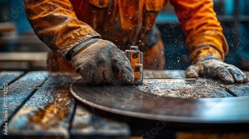 Skilled craftsman shaping metal in workshop using precision tools during dayl...