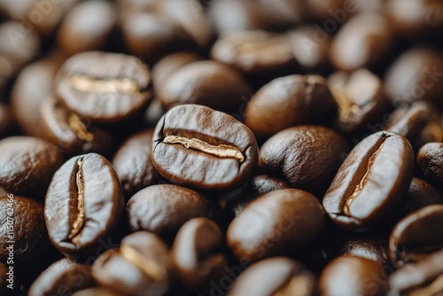 Coffee beans stacked in an artistic arrangement for a creative display