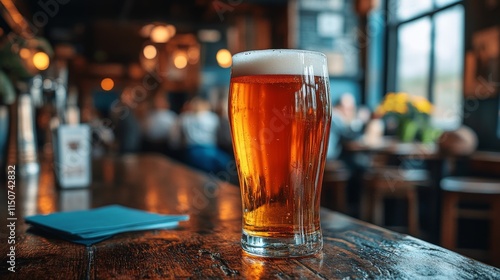 Refreshing creamy beverage served in a tall glass at a casual bar setting