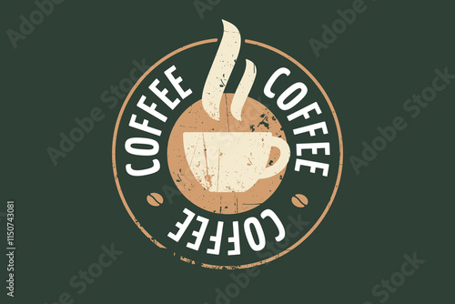 Vintage coffee logo with steaming cup and retro design available in high quality vectorial format