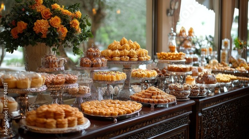 Display of assorted pastries in a bakery showcasing diverse flavors and textures