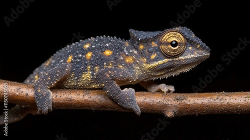 Unique lizard perched on branch in natural habitat showcasing vibrant colors ...