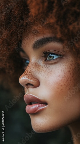 Captivating profile of a woman with natural hair showcasing beauty and style ...