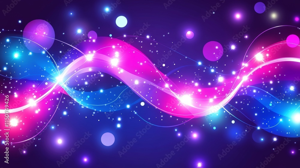 Fototapeta premium A digital background with rounded colored lines. Depicts a space of information flow. Shows big data visualization. Rendered in 3D.