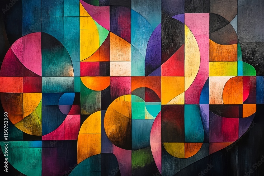 Fototapeta premium Vibrant abstract artwork showcasing colorful geometric shapes and dynamic patterns in a bold design
