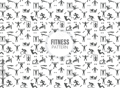 Seamless workout sport pattern. Fitness and gym icons pattern background.  healthy and fitness lifestyle pattern.