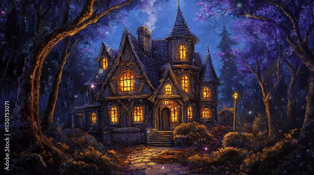 Majestic glowing castle in a mystical fantasy forest under a magical night sky
Seamless looping 4k time-lapse virtual video animation Generated AI Majestic glowing castle in a mystical fantasy forest under a magical night sky
Seamless looping 4k time-lapse virtual video animation Generated AI