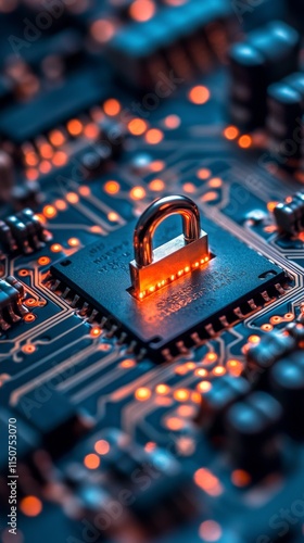 Close-up view of a microprocessor on a printed circuit board highlighting int...