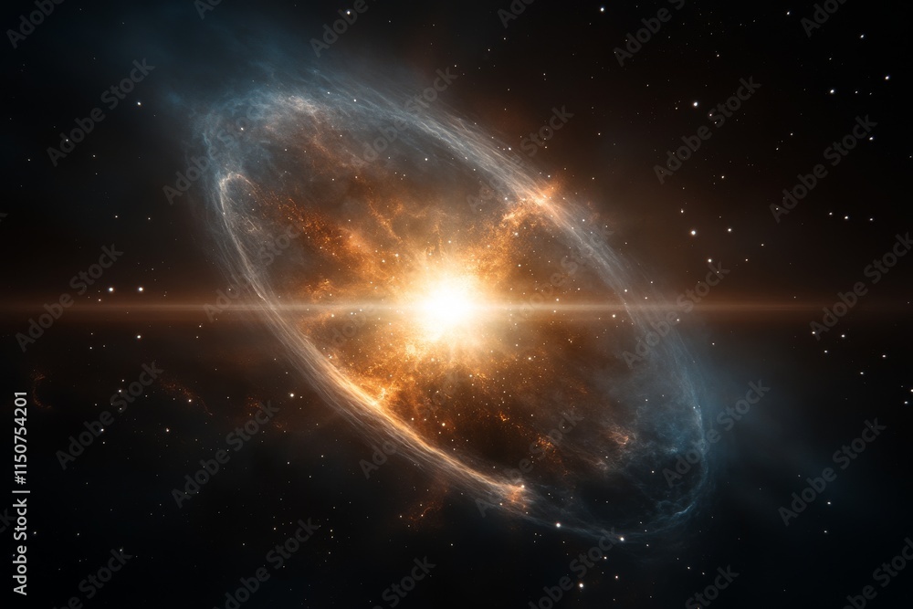 Obraz premium Bright explosion of a star in the vastness of space showcasing cosmic colors and glowing gas clouds