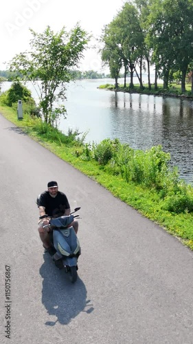 person riding a scooter