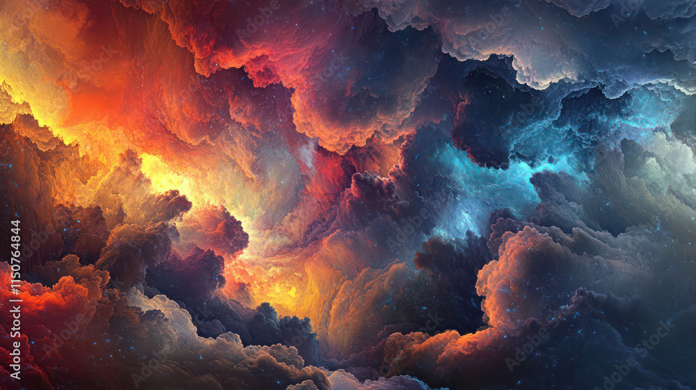 Fototapeta premium An abstract representation of a stormy sky, with dark clouds and flashes of light