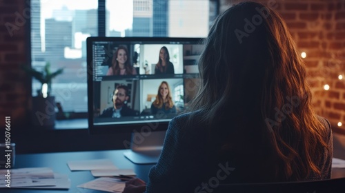Woman During a Video Call with Colleagues