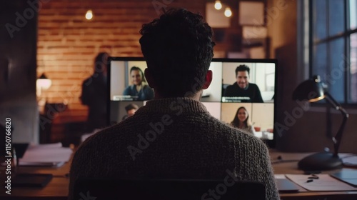 Man on a Video Call in a Modern Office