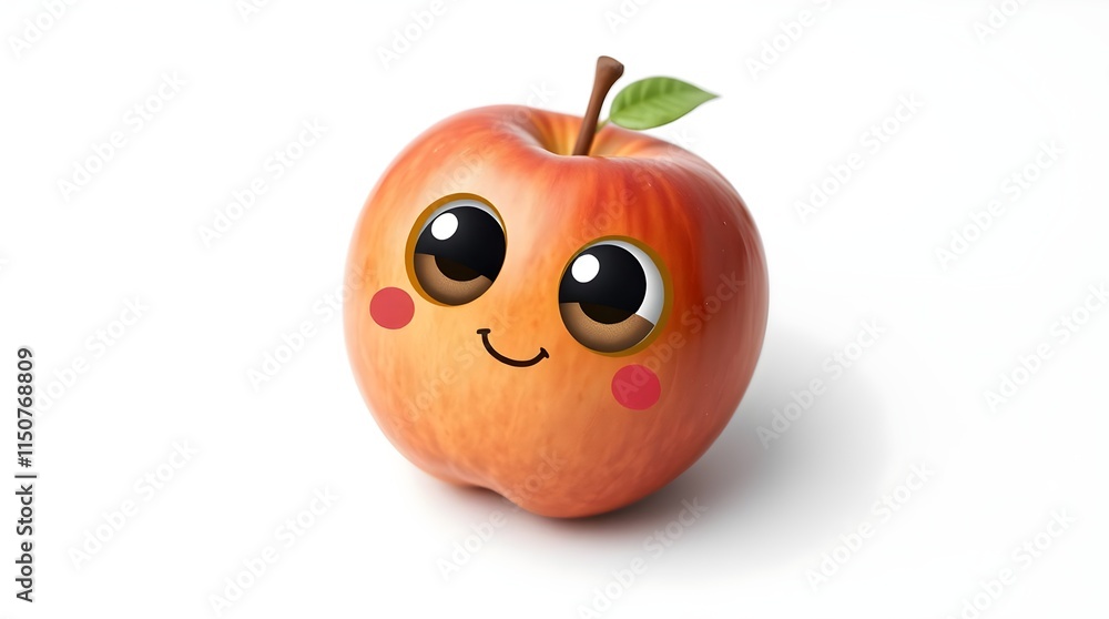 Obraz premium cartoon apple on a white background with a simple design and space for text ideal for digital marketing and ads