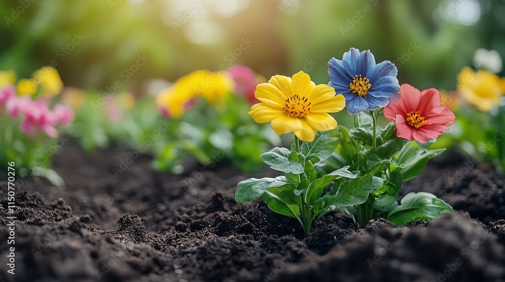 Colorful flowers blooming in a garden, showcasing nature's beauty. Colorful flowers blooming in a garden, showcasing nature's beauty.