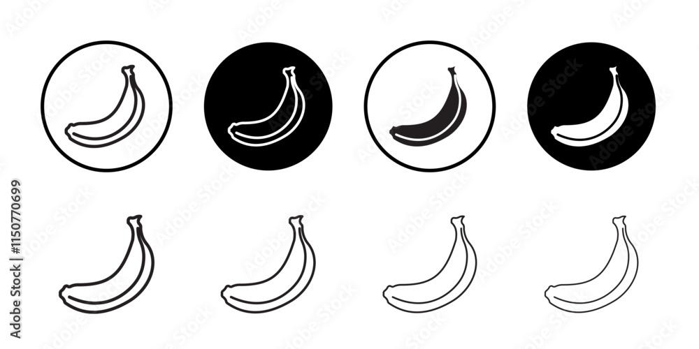 Banana icon Flat art in black and white isolated
