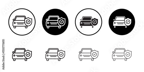 Auto insurance icon Flat art in black and white isolated