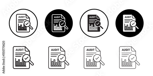 Audit report icon Flat art in black and white isolated