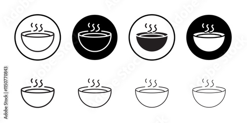 Bowl of soup icon Flat art in black and white isolated