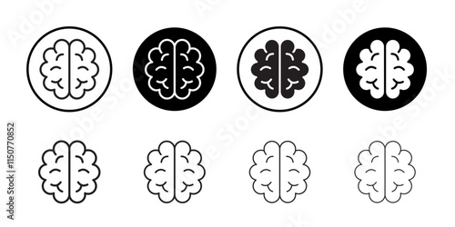 Brain icon Flat art in black and white isolated