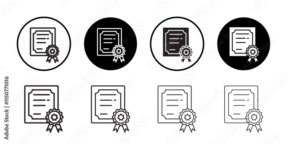 Certificate icon Flat art in black and white isolated Certificate icon Flat art in black and white isolated