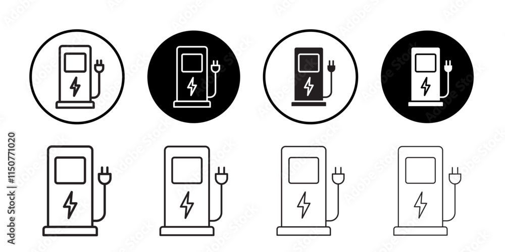 Charging station icon Flat art in black and white isolated Charging station icon Flat art in black and white isolated