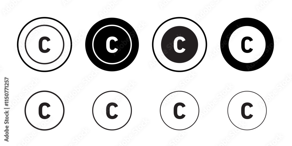 Copyright icon Flat art in black and white isolated Copyright icon Flat art in black and white isolated