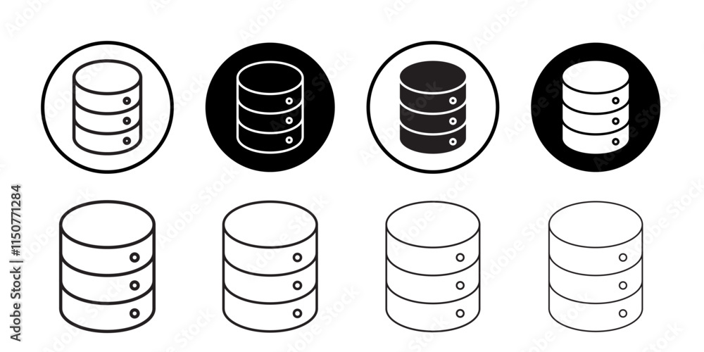 Database icon Flat art in black and white isolated Database icon Flat art in black and white isolated