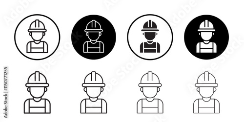 Construction worker icon Flat art in black and white isolated