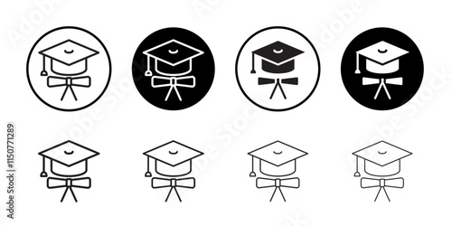 Degree icon Flat art in black and white isolated