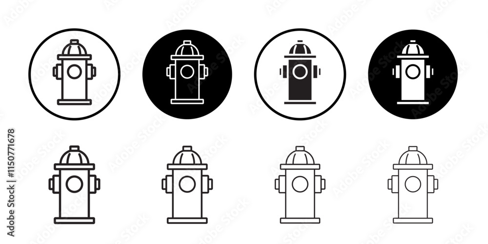 Fire hydrant icon Flat art in black and white isolated Fire hydrant icon Flat art in black and white isolated
