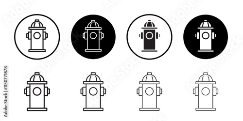 Fire hydrant icon Flat art in black and white isolated