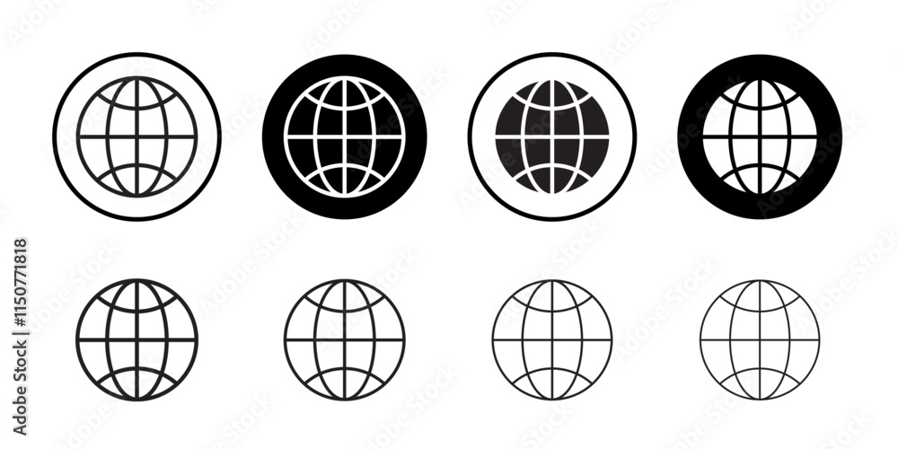 Globe icon Flat art in black and white isolated Globe icon Flat art in black and white isolated