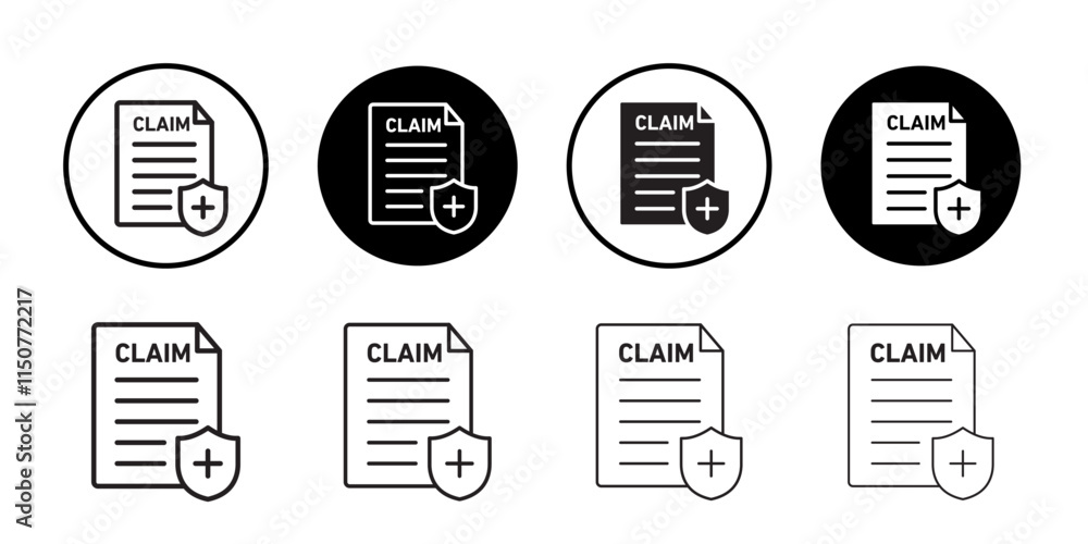 Insurance Claim icon Flat art in black and white isolated Insurance Claim icon Flat art in black and white isolated