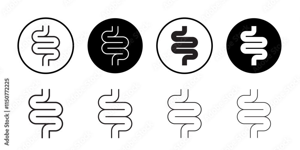 Intestines icon Flat art in black and white isolated Intestines icon Flat art in black and white isolated