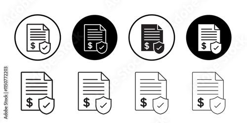 Insurance policy icon Flat art in black and white isolated