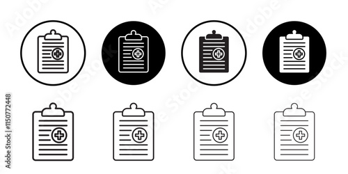 Medical report icon Flat art in black and white isolated