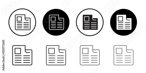 Newspaper icon Flat art in black and white isolated