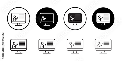 Online course icon Flat art in black and white isolated
