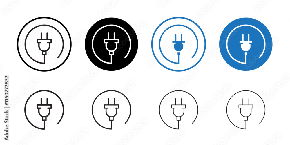 Plug icon Flat art in black and white isolated Plug icon Flat art in black and white isolated