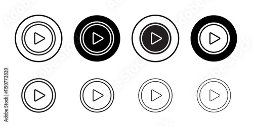 Play icon Flat art in black and white isolated