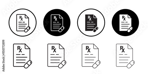 Prescription icon Flat art in black and white isolated